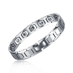 Mesinya 99.9998% Germanium beads Tungsten Steel Healthy Therapy Trendy Link Chain Bracelet for Men Women Jewelry Gift