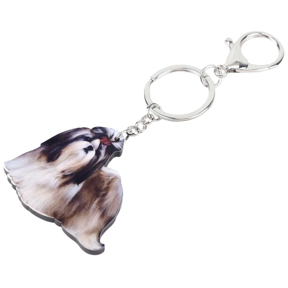 WEVENI Acrylic Original Shih Tzu Dog Key Chains Animal Keychain For Women Girls Female Holder Car Key Charms Kids Gift Drop Ship