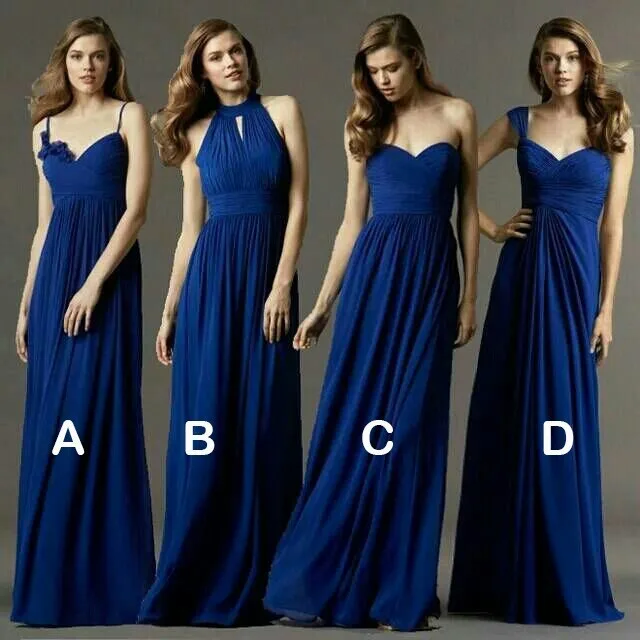 Royal blue Nieuwe Aangepaste kleur & Size! Zoete 4 stijl lange Bruidsmeisjekleding kleuren trouwjurk, Prom party dress vrouwen Plus size