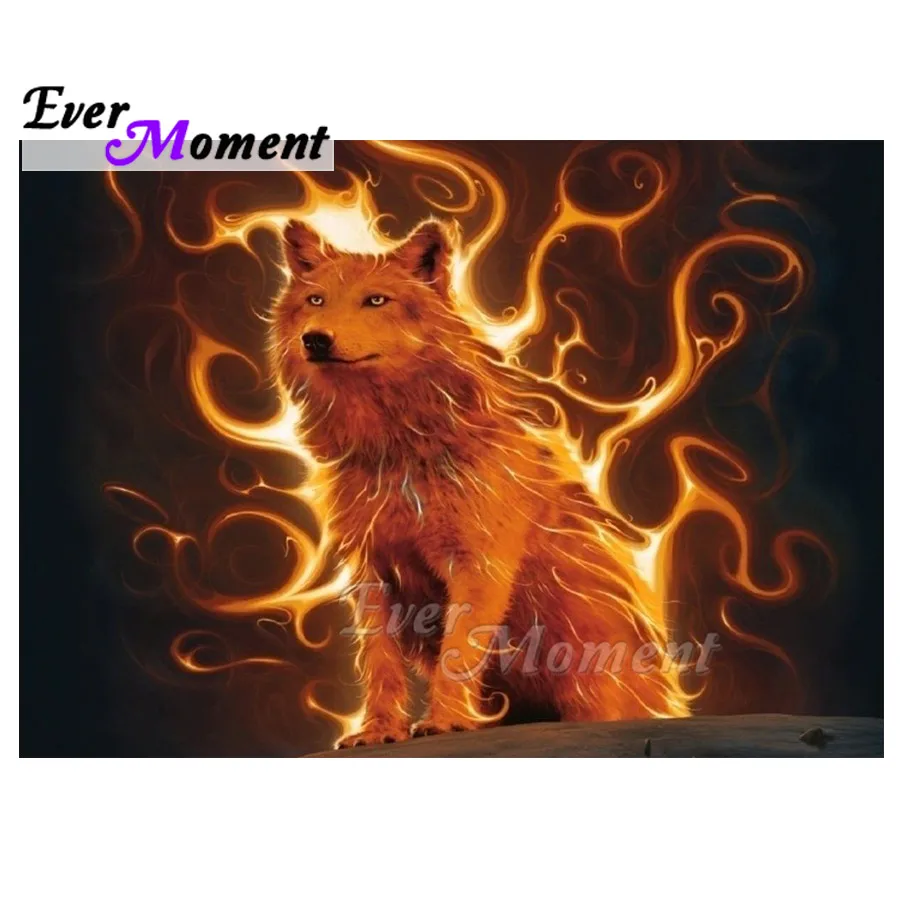 

Ever Moment Diamond Painting Fire Wolf Full Square Drill 5D DIY Picture Of Rhinestone Mosaic Diamond Embroidery Decor ASF1585