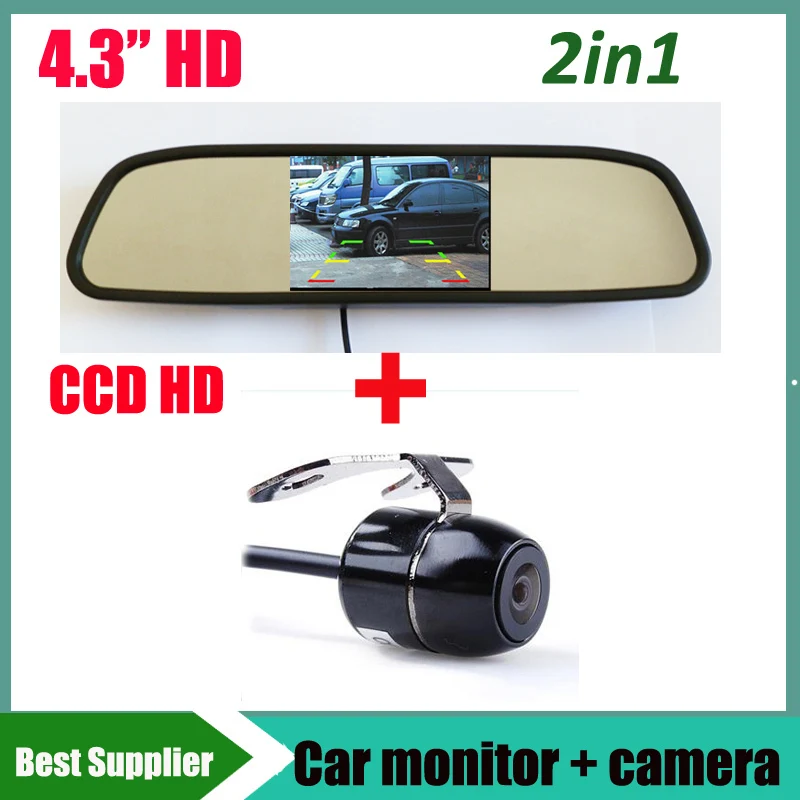 

4.3inch car mirror monitor TFT LCD + HD CCD Unviersal car rear view parking camera backup camera Night vision