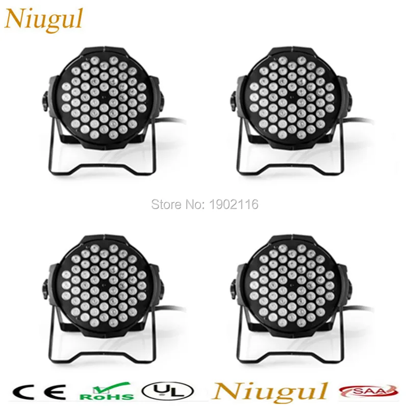 

Niugul 4pcs/lot DMX LED Par 54X3W RGBW Stage Par Light Wash Dimming Strobe Lighting Effect Light For Disco DJ Party Show Par LED