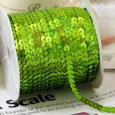 6mm Spangle Sequins Ribbon Trim Sewing Paillette Stretch Strings Flat Round Sequins in Roll For Crafts Clothing 100 Yard