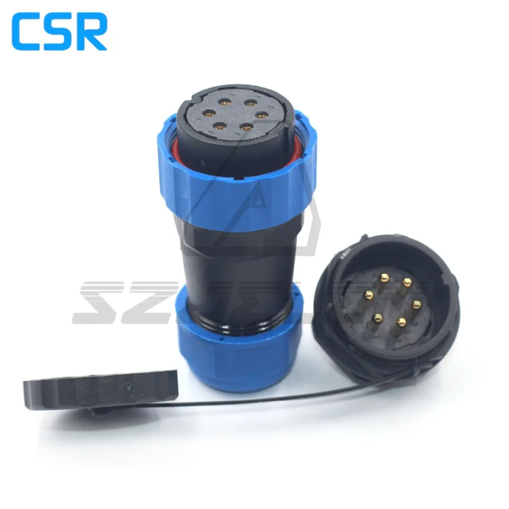 SD28TP-ZM,  IP68 Waterproof Soldering Connector Plug Socket 6pin, 25A Cable Electronic Wire Board Pastic/ 28mmpanel Mount