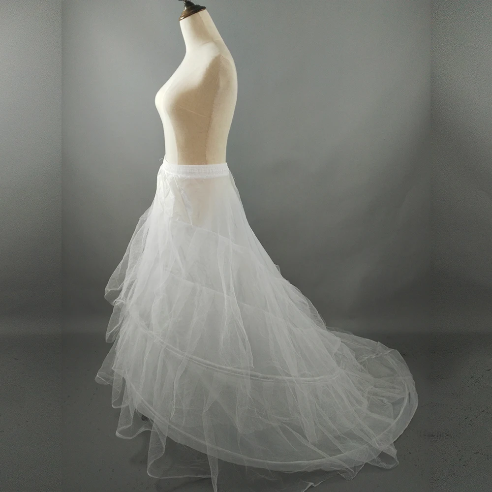 ZJ52015 abito da sposa crinolina sottoveste da sposa sottogonna 2 cerchi con treno cappella