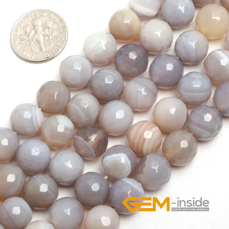 6mm 8mm 10mm Round Faceted Banded Stripe Agates Bead For Jewelry Making Strand 15\