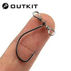 OUTKIT 10pcs Down Shot Rig Hook Single Crank Fishing Hook High Carbon Steel Sharped Fishhooks For Soft Lure Bass With Balance