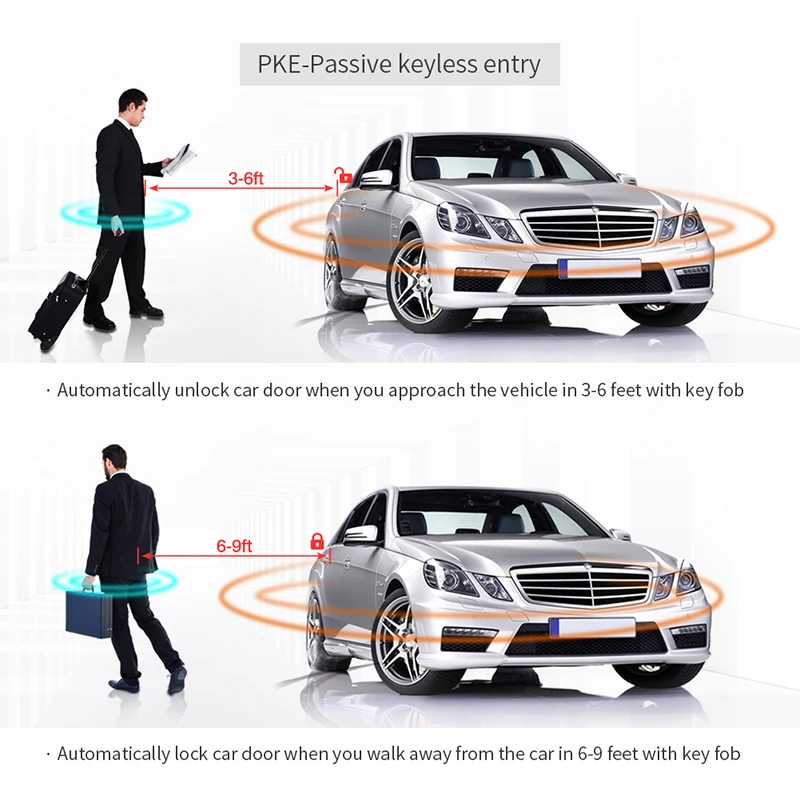 EASYGUARD PKE keyless entry universal car alarm auto start push start button NFC smartphone app lock unlock  Hyundai style keys