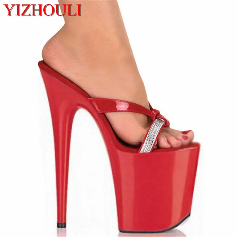 

Sexy and stylish 20 cm diamond heels, party lady slippers, 8 inch handmade heels, slippers