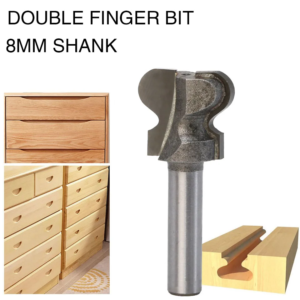 Shank Roteador Bits para Madeira Grau Industrial Duplo Dedo Bit Carpintaria Ferramentas de Moagem Madeira Cutterdouble Dedo Bit mm