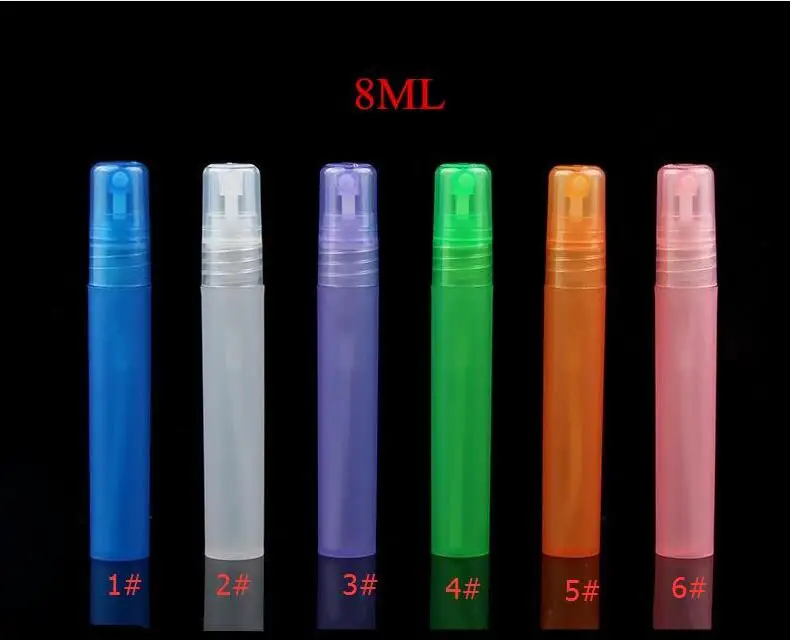 8ml Empty Translucence Ice Plastic Spray Bottle Makeup Perfume Atomizer Refillable Bottles Multicolor Print logo 1000pcs/lot