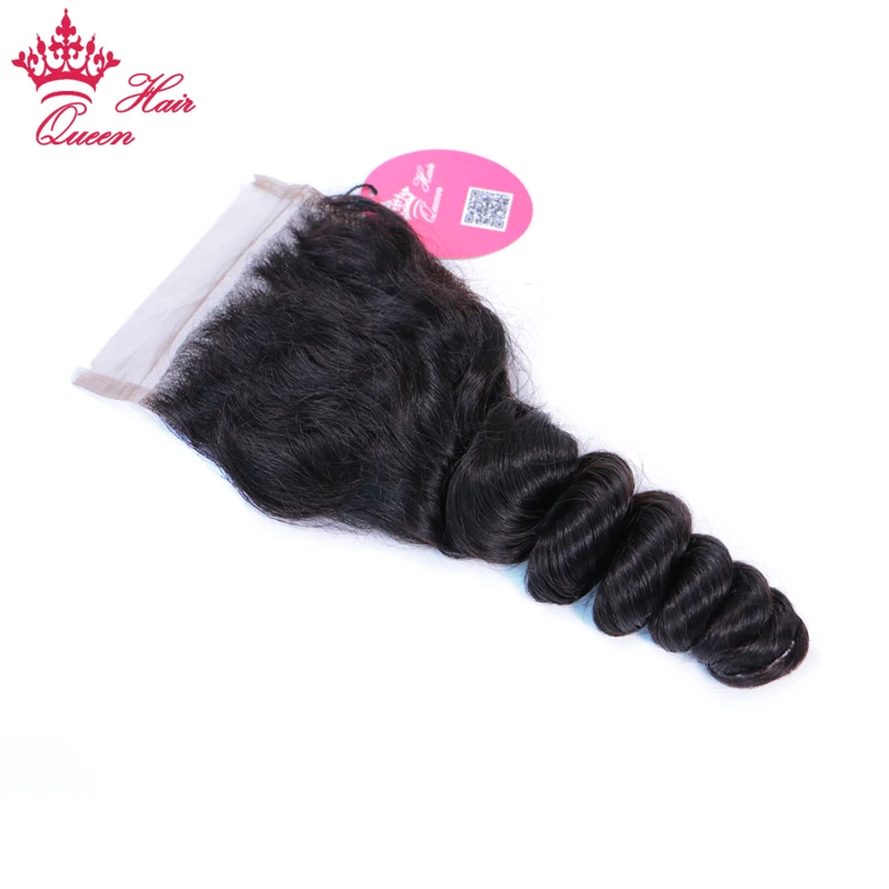 Queen Hair Products Peruvian Loose Wave Raw Hair Bundles With Closure Natural Color Bundles Virgin Human Hair with Lace Closure