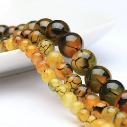 4/6/8/10/12/14mm Round Natural Yellow Dragon Agates Stone Beads DIY Bracelet Necklace Accessories Loose Beads Jewelry Bead