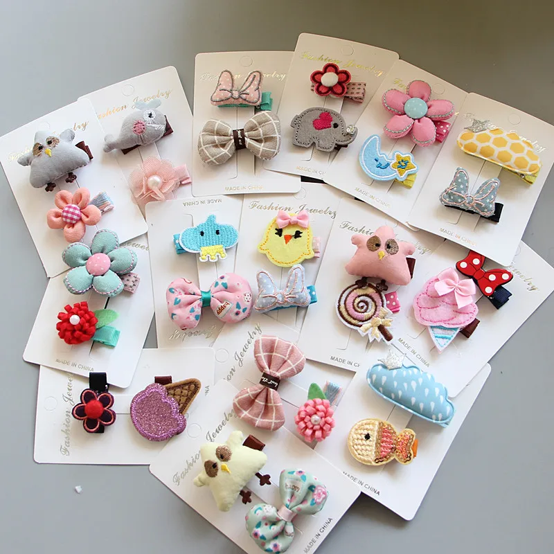 2pcs/set Baby Delicate animal  Hair Clips Kids flower Barrette hairpins Girls Cute princess hair Accessories headwear  J22