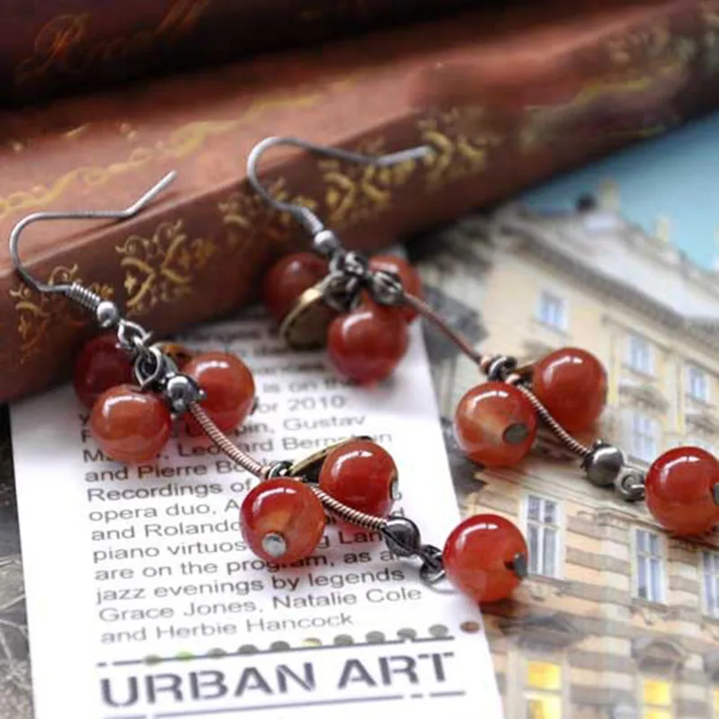 Female Fashion Vintage earrings Copper sweet cherry Dangle pendant lady accessories