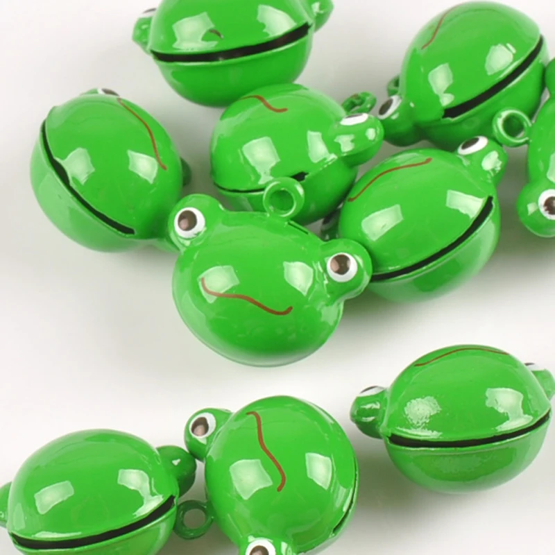 5pcs Frog Charms Cartoon Jingle Bells Christmas Decoration Gift Wholesale for Wind Bell making 21x19mm YKL0698X