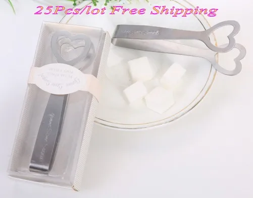 

(25 Pieces/Lot) Practical kitchen favors of Love Heart Sugar Tongs Favors for bridal tea party and wedding souvenirs