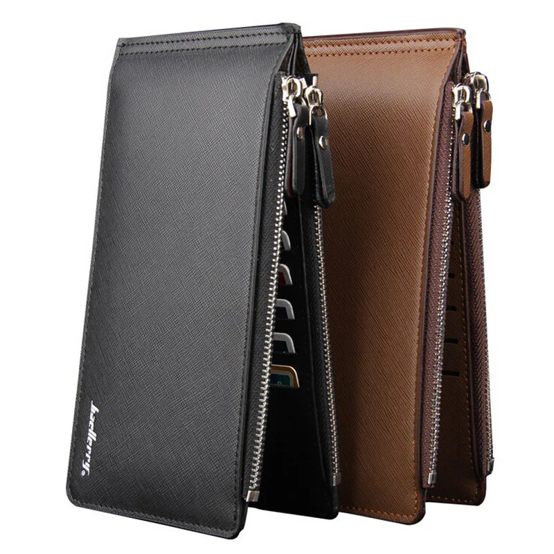 baellerry Brand Long Credit Card Holder Men's Leather Wallet With Coin Purse Phone Pocket With Zipper For Male