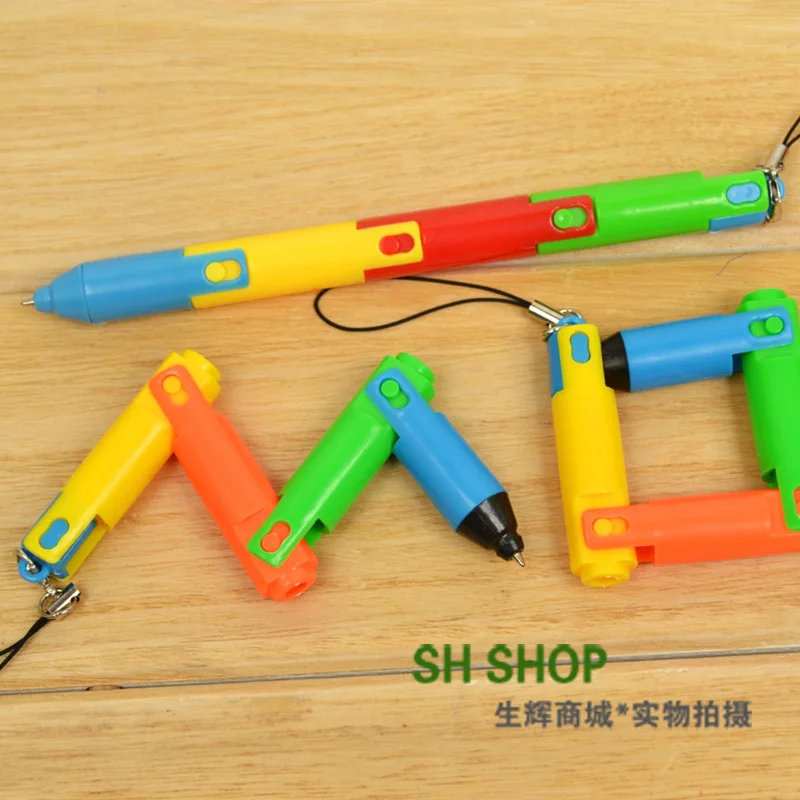 

QSHOIC 50 PCS/lot Folding ballpoint pen for mobile phone pendant pen bending pen student supplies prize gift pen