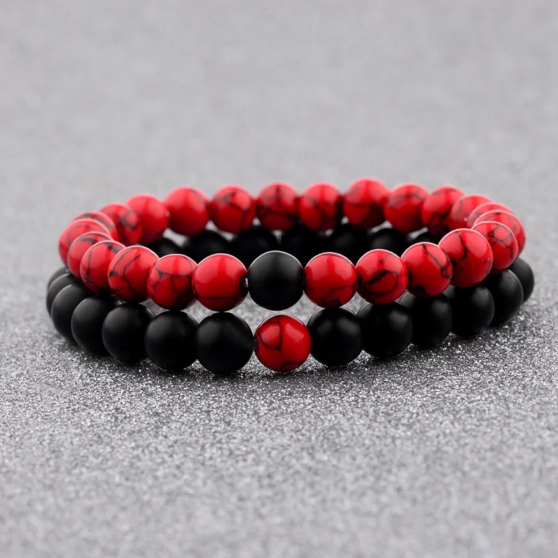 Couples Distance Bracelet Natural Wood Stone White And Black Yin Yang Beaded Bracelets For Men Women Best Friend Valentine\'s Day