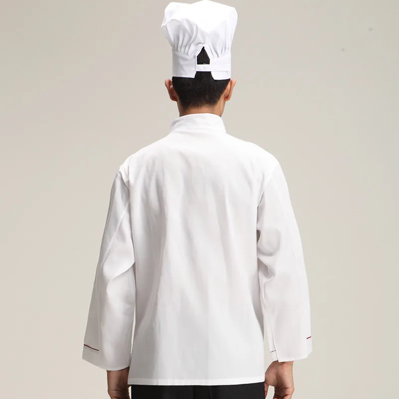 Modieuze unisex chef uniform, ademende stoffen, chef jassen chef keuken short sleeve werkkleding chef service rode rand