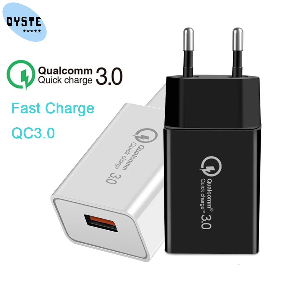 

18W Quick Charge 3.0 USB Fast Wall Cell Phone Charger Adapter For iPhone Samsung Huawei Mobile EU Plug US Portable Travel Charge