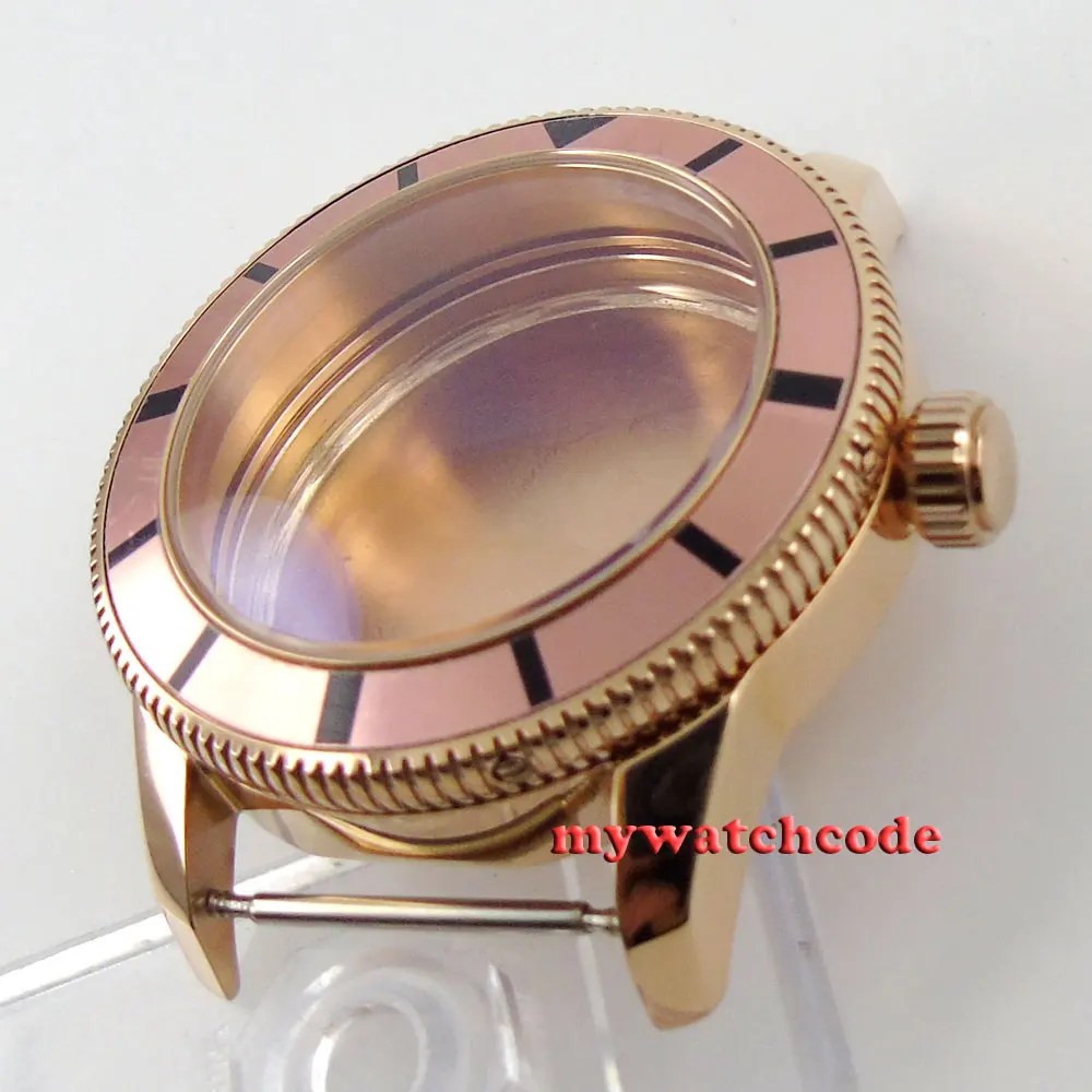 Bliger-caja de reloj chapada en PVD, accesorio de 46mm, 361L, oro rosa/Negro, inserto de bisel de aleación, compatible con MIYOTA 8215 ETA 2836, movimiento automático