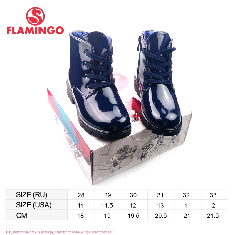 FLAMINGO autumn warm kids boots high quality Bright anti-slip kids brand shoes for girl size 28-33 free shipping 82B-XDB-0981