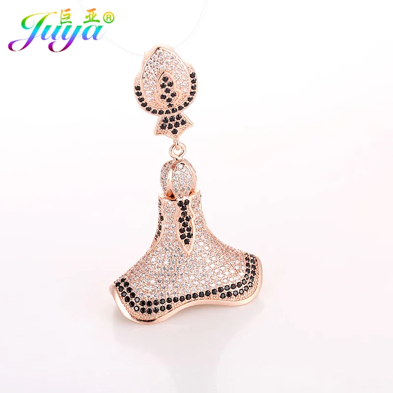 Juya DIY Women Fashion Pearls Tassel Sweater Necklace Making Accessories Cubic Zirconia Floating Suspension Connectors