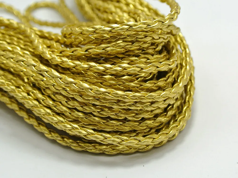 

32.8 Feet Gold BOLO Braided Leatheroid String Jewelry Cord 3mm