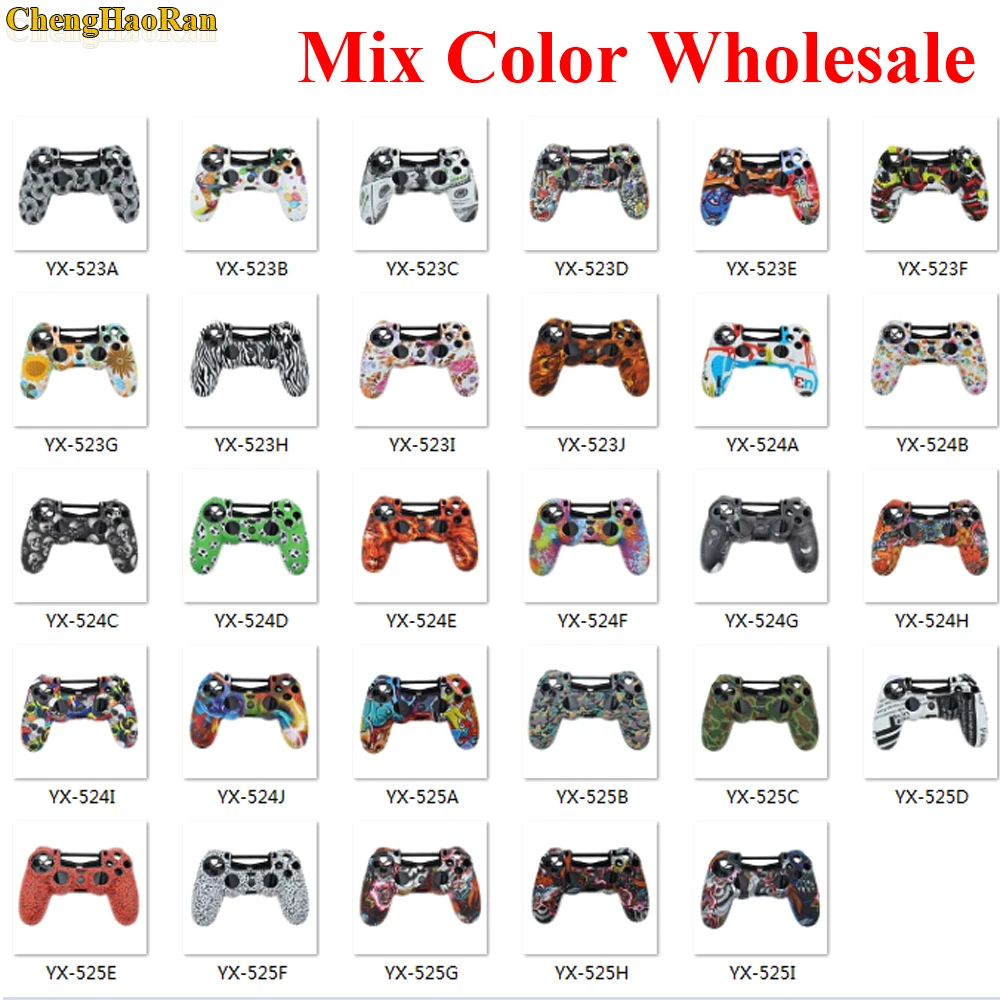 5-50pcs Camouflage Case Graffiti Studded Dots Silicone Rubber Gel Skin for PS4 Slim/Pro Controller Cover Case for Dualshock4