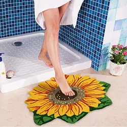 Handmade Sunflower Non-slip Rug Pad Home Decoration Floor Mat Pretty Yellow Anti-slip Flower Carpet Living Room Footmat Doormats