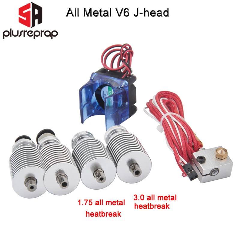 Latest V6 J-head All metal Hotend Wade or Bowden Extruder Heater Thermistor Fan Nozzle Heat sink for 1.75/ 3mm 3D Printer Part