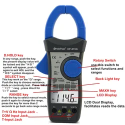 HoldPeak HP-870G Auto Range DC AC  Voltage AC current Digital Clamp Meter Multimeter