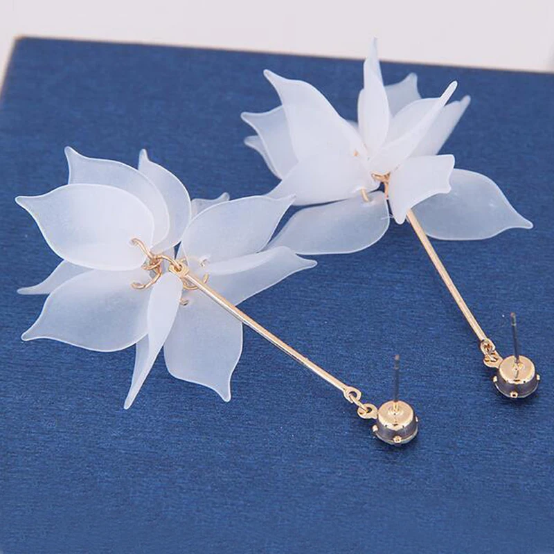 1 Pair New Lady Colorful Elegant Women Crystal Flower Colorful Drop Long Dangle Wedding Earring Jewelry Nice Best Gift