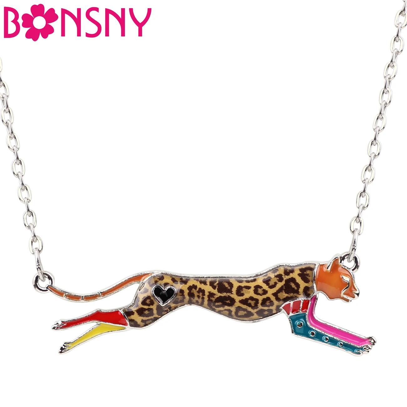 

Bonsny Statement Leopard Panther Choker Necklace Pendant Enamel Chain Collar Trendy Jungle Animal Jewelry Accessories For Women