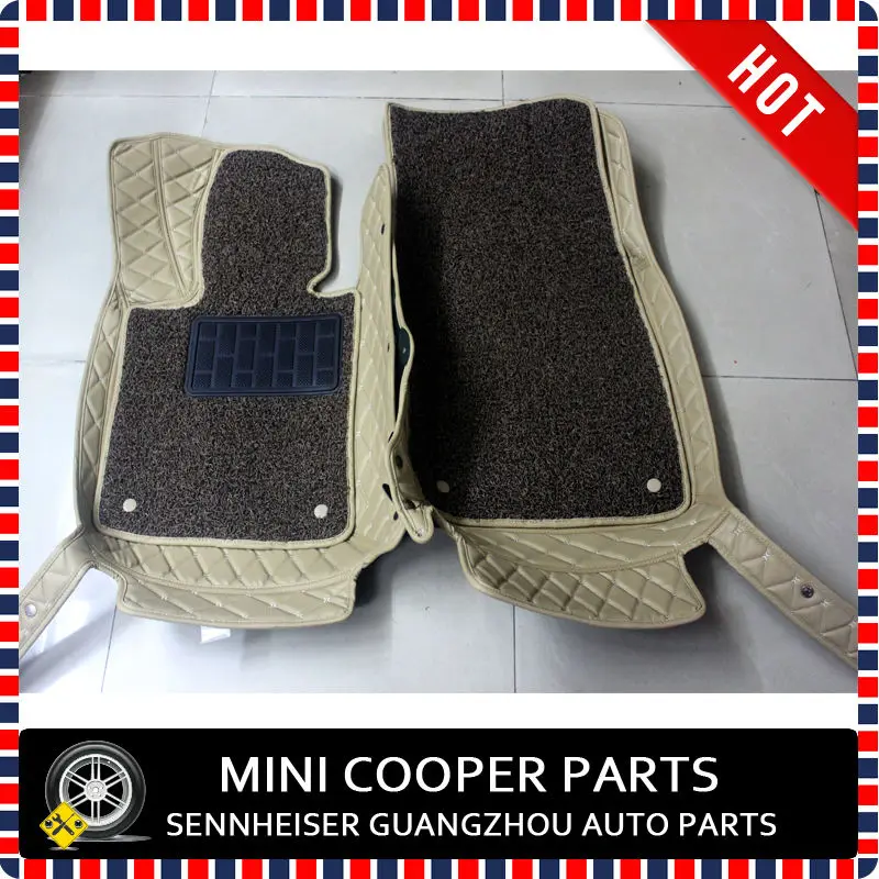 Brand New Leather Material Beige and Brown Color 3D Car Floor Mat For mini cooper Countryman R60 Only (4 Pcs/Set)