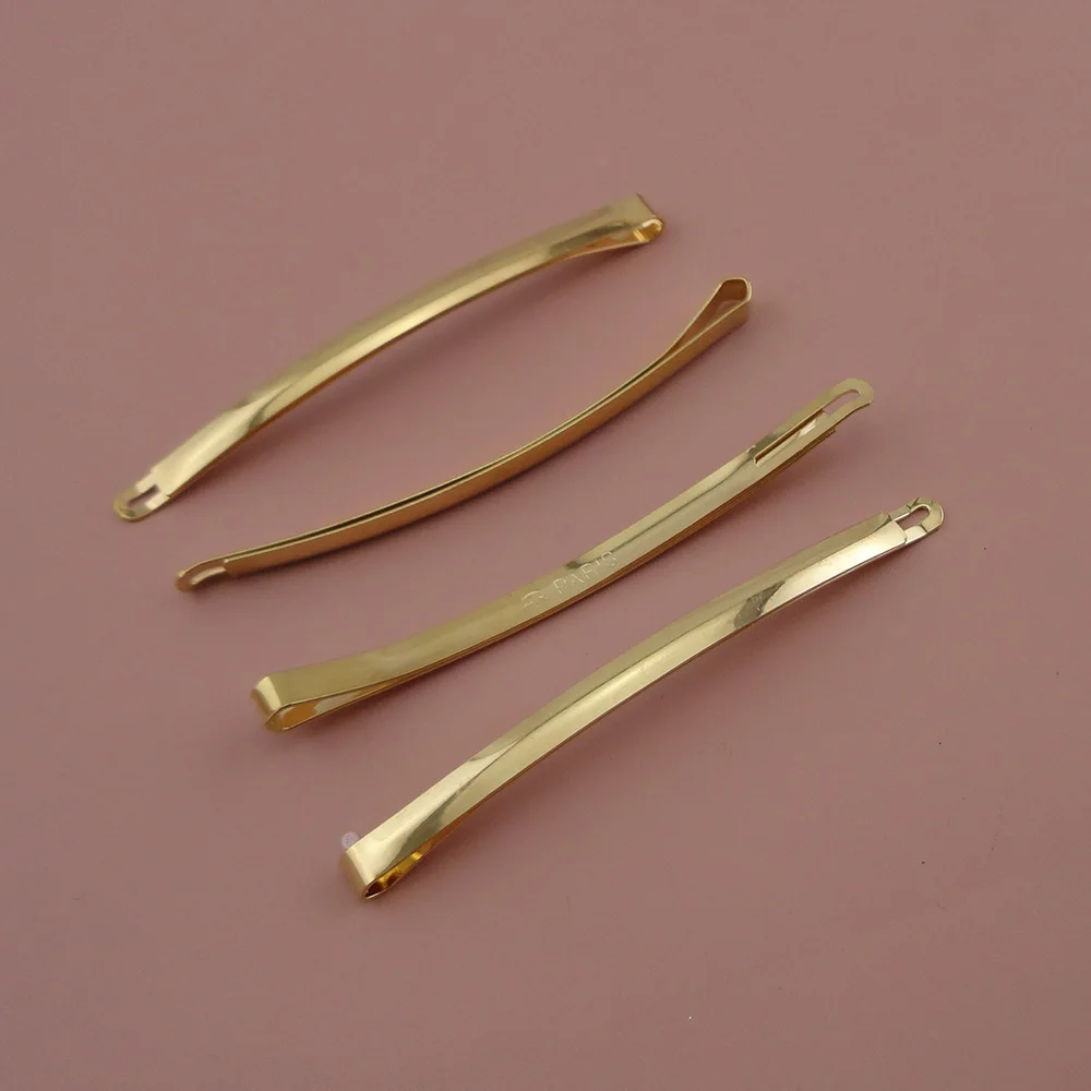 10PCS 5mm*9.0cm Golden Silver Curved Plain Metal Long Bobby Pins Hair Slides barrettes womens Side clips Lead Free Nickle Free