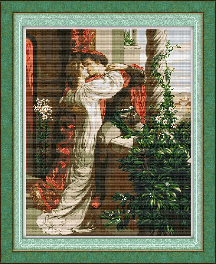 

Romeo and Juliet-Cross Stitch Kit for Women, Embroidery, DIY, Handmade Needlework, Art, Printed Canvas, Lovers, Beauty, 14ct, 11