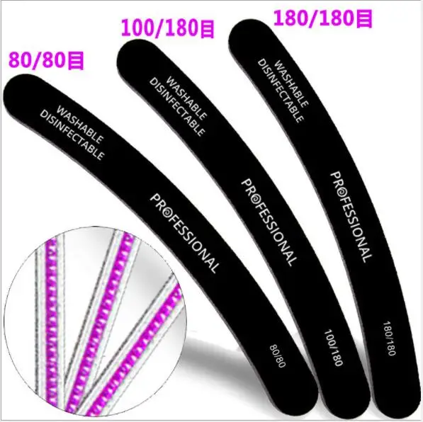 25  pcs/lot high quality salon nail file black professional nail file   emery board  nail art tool manicure tool