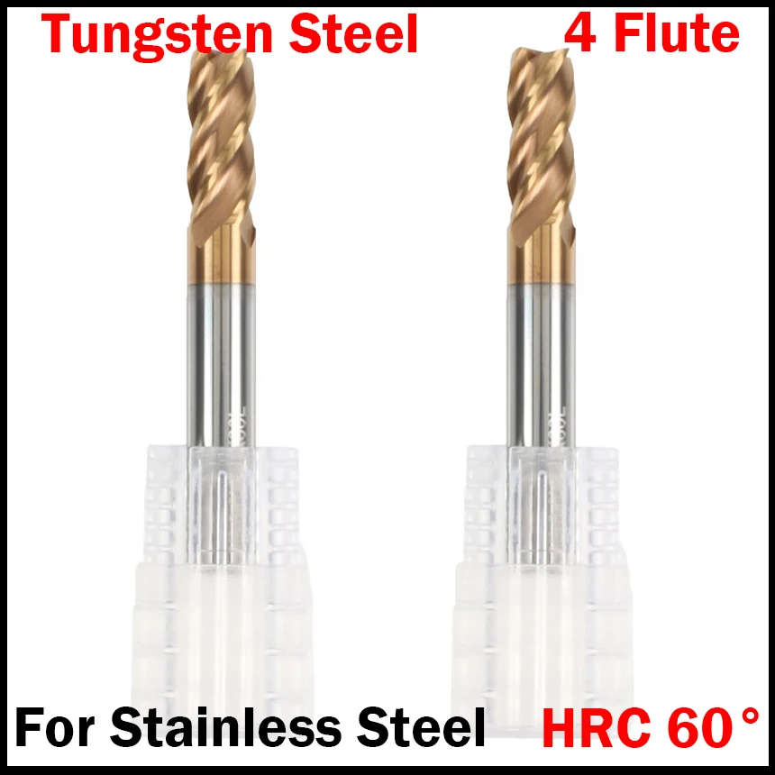 

1 мм 1,5 мм 2 мм 2,5 мм 3 мм OD карбид вольфрама HRC60 4 Флейта CNC инструмент лицевая плоская Концевая фреза для нержавеющей стали