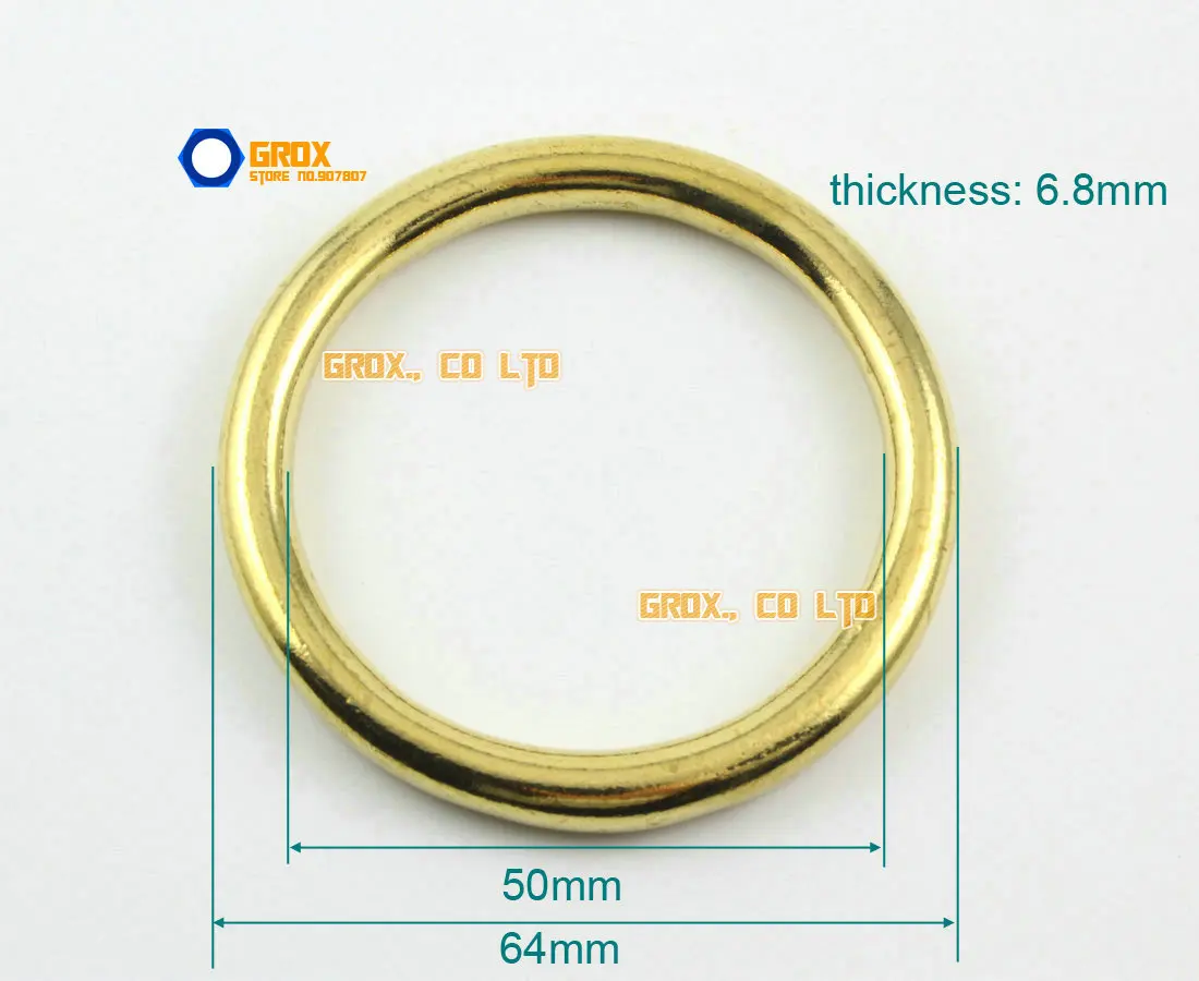 2 Pieces 50mm Solid Brass O Ring For Purse Bag Handbag Strap