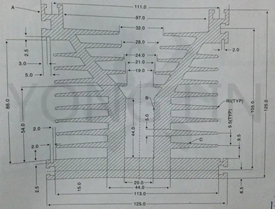 1pcs High - power radiator 125*125-125MM Aluminum heatsink/Industrial module radiator