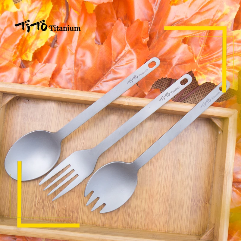 

TiTo Titanium Spork Spoon Outdoor Camping Fork Spoon Knife Combo Hiking Picnic Home Kitchen Tableware