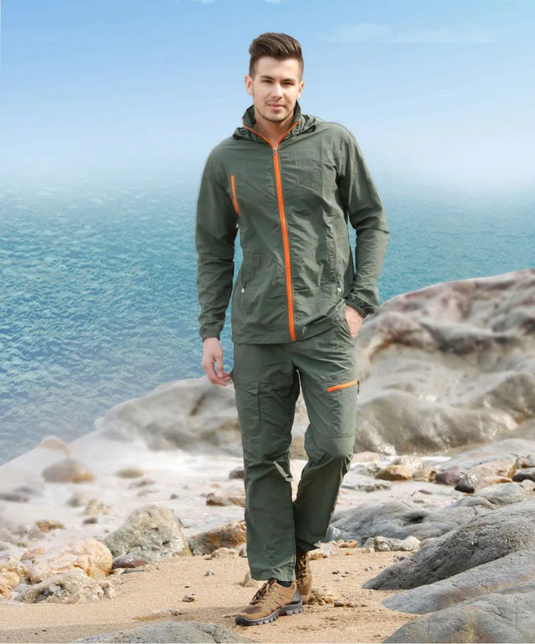 Camping Wandern Kleidung Set Outdoor-Sport Männer Frauen Sommer Sportswear Anzug Mit Kapuze Jacken Hosen Schnell Trocken Atmungs Set ST01 – Detail 20