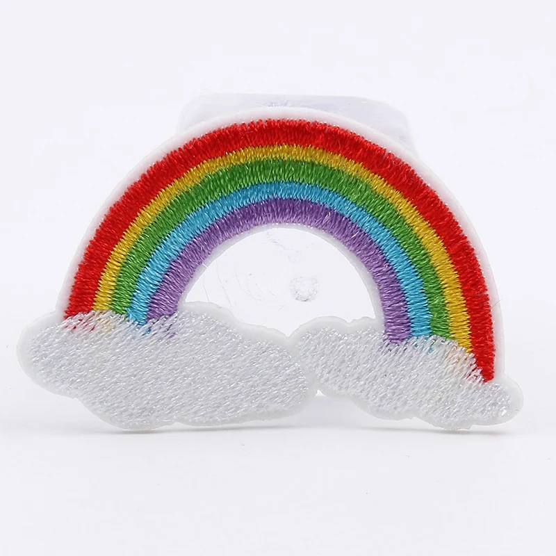 10pcs/lot Embroidered Rainbow Cloudy Patches Iron On Fabric Stickers Sewing Garments Accessories DIY Patchwork Jeans Socks Badge