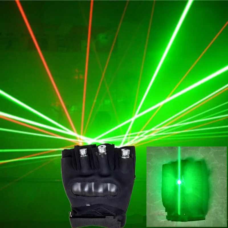 Super Bright Disco Red/Green Laser Glove With 3 Pcs Lasers 2 Pcs Red + 1Pcs Green  For DJ Bar Club Party Stage Show Laser Gloves