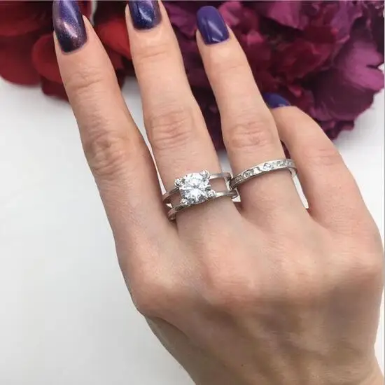 Gorgeous Ring Multilayer Real 925 Sterling Silver with Zircon Brilliant Cut Protective Rhodium plating for women girl wedding