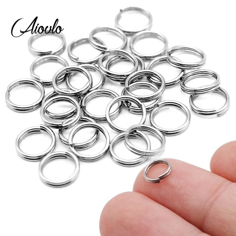 Aiovlo 100pcs/lot 6 8 10 12 15 Mm Stainless Steel Jump Split Rings Key Chain Utility Connectors for Diy Jewelry Making