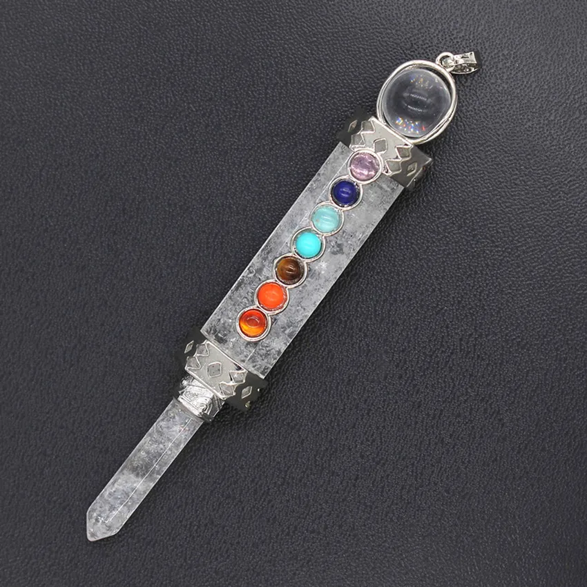 Natural Healing Crystal Amethyst Hexagon Pendulums For Dowsing Divination 7 Chakra Stone Beads Reiki Quartz Pendule Pendant